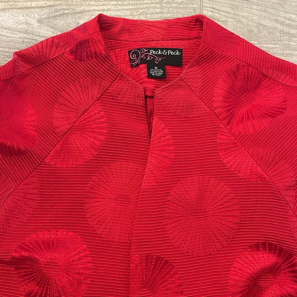 Vintage Peck & Peck Red Patterned Open Face Jacket - image 7
